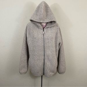So sz:XL Grayish/Cream Teddy Coat Faux Fur Zip Jacket